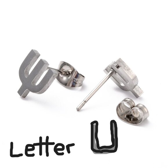 Greek Letters F U Stud earrings, stainless steel Studs, FU mismatched set 2/$10 - Picture 5 of 5